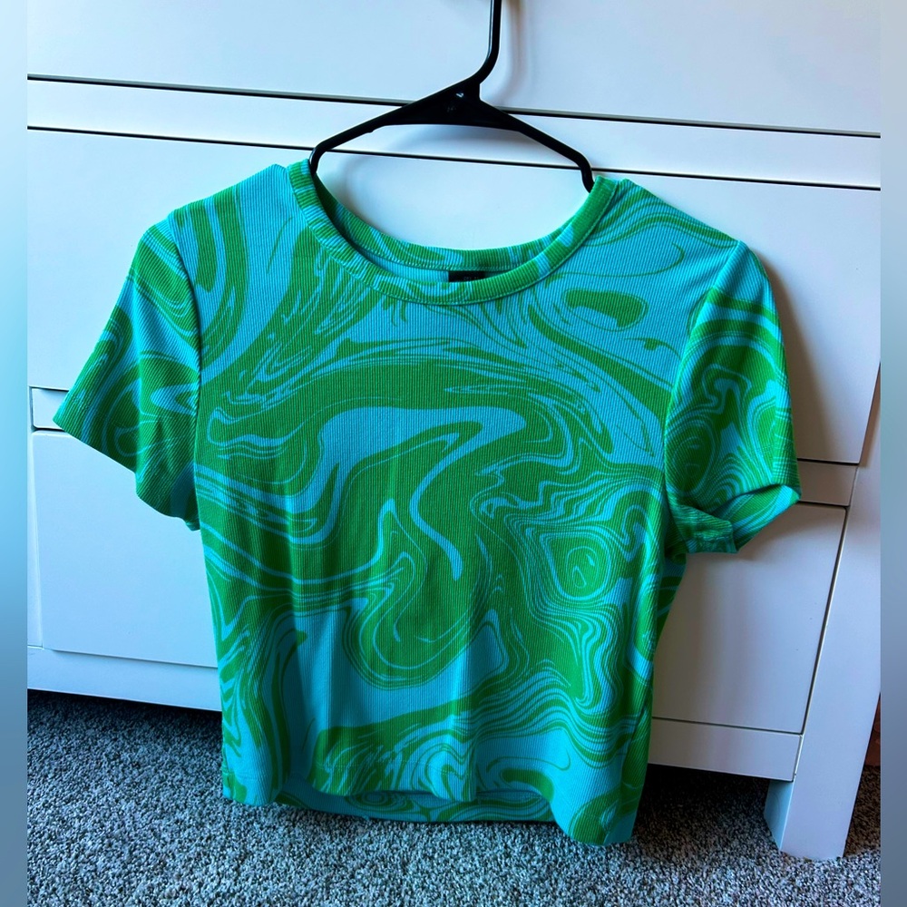 Green and Blue Swirl Women's Top